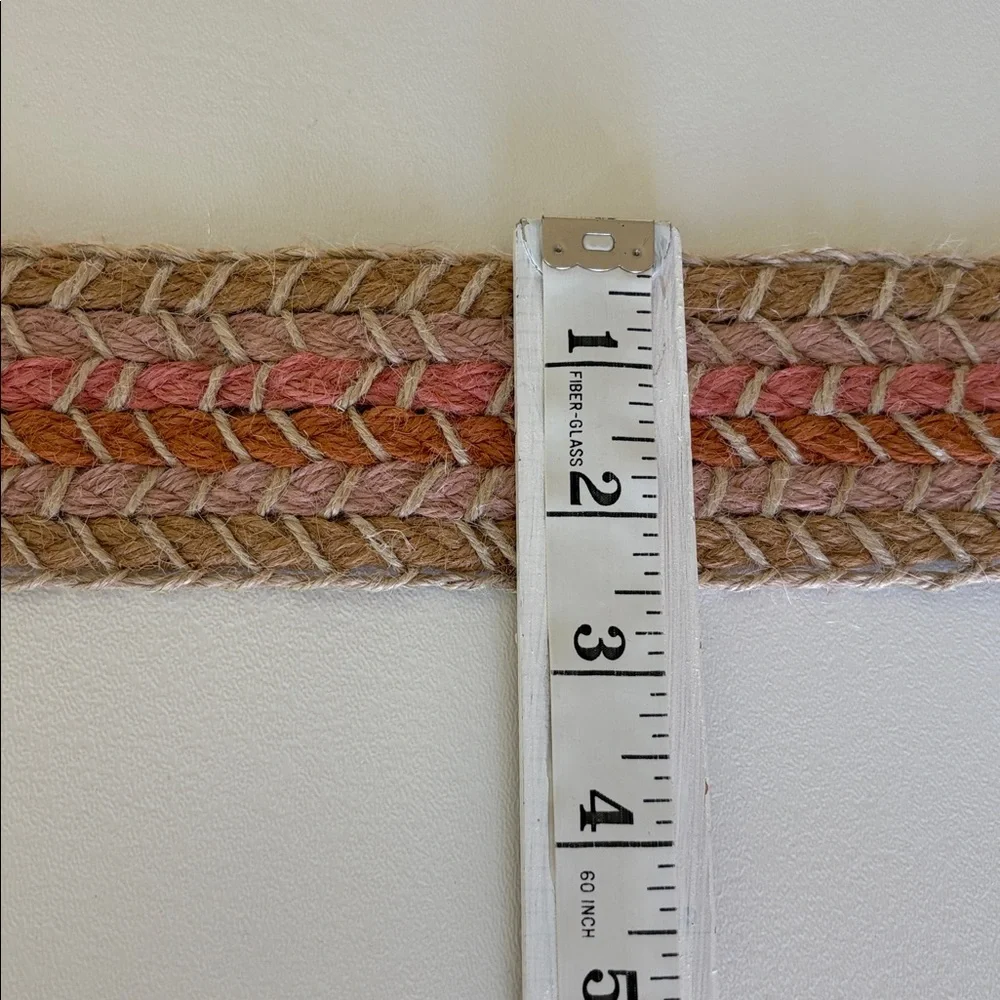 NWT Zara Woven Jute Belt in Natural Pink Multi Boho Casual Festival Size 34